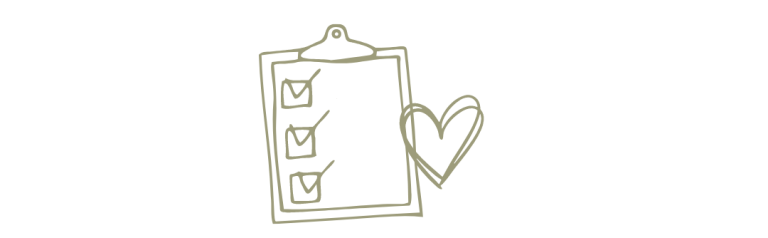 Eine Checkliste mit einem Herzsymbol auf einem Clipboard.